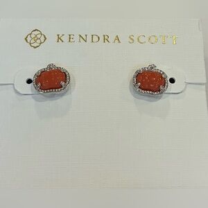 Kendra Scott Pumpkin (mother of pearl-darker orange) and Silver Earrings
